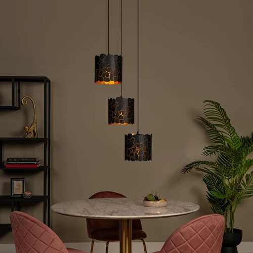 Lucide ALMELO - Suspension - 3xE27 - Noir - ambiance 1